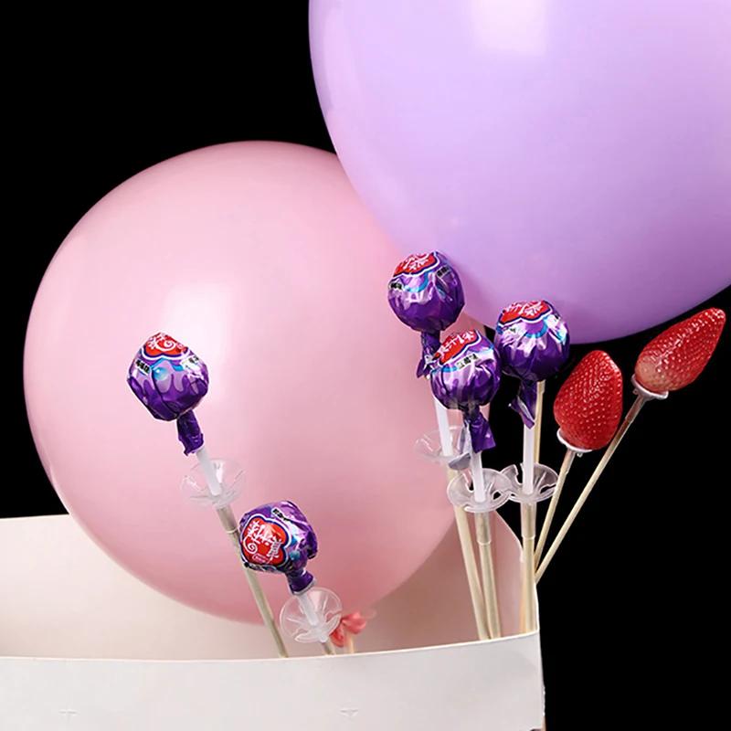 100 Stück Kunststoff Transparent Schokoladenkugelhalter Blumen Süßigkeitenkugel Strauß Verpackungshalter DIY Blumenstiel Fixe Basis