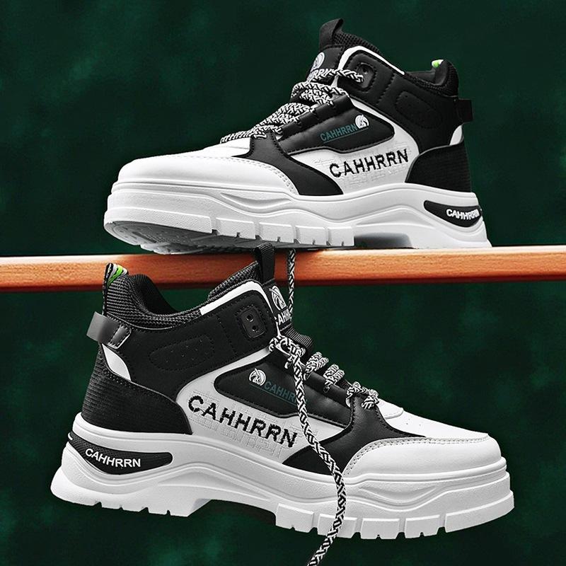 

Мужская Рабочая Обувь 2026 Осень Новые Уличные Нескользящие Удобные Кроссовки на Платформе Модные На Шнуровке Увеличивающие Рост Повседневная Обувь 39 чёрный