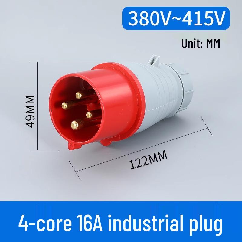 Waterproof 3-Pin 5-Hole Industrial Socket Connector (16A/32A) - Male-Female Mating, Non-Explosion-Proof.