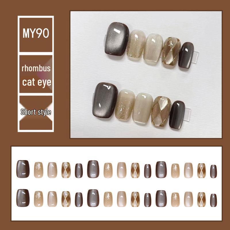Chasing Light Cat's Eye Crystal Nails: Handmade, Detachable, Flash Diamond Design for Trendy, Stylish Looks.
