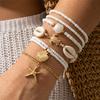Modisches Sternmuschel Perlenarmband Set für Damen Boho Imitation Perle Meeresschildkröte Anhänger Elastisches Armband Sommer Schmuck Geschenk