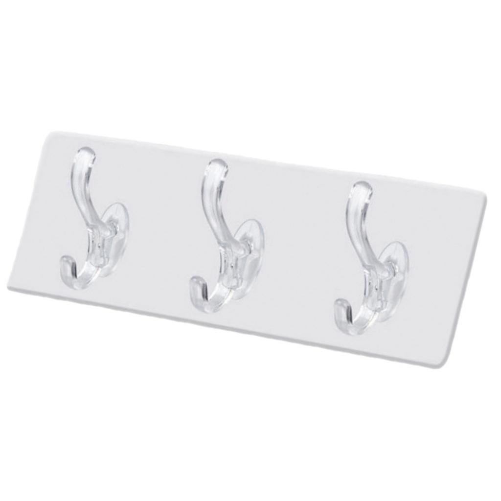 Wall Mounted Coat Rack PVC Strong Stable Multifunctional Simple Wall Hanger with 3 Hooks for