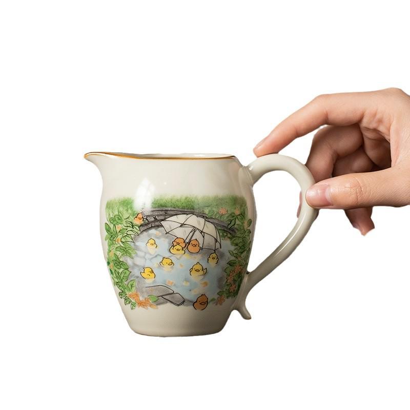 Ru Kiln Ceramic Yellow Duck Tea Dispenser - Elegant Kung Fu Tea Set Accessory