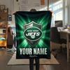 Custom Name New York Jets Flannel Blanket, High quality Comfortable for All Seasons, Home Decor, Warmth and Comfort