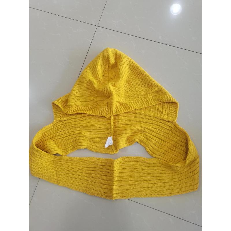 Fashion Hooded Scarf, Women's Solid Color Woolen Hat, Knitted Scarf