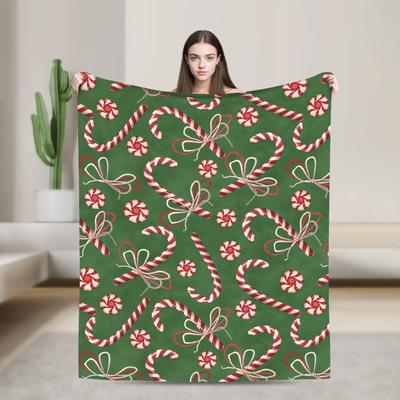 Peppermint Paradise Candy Cane Christmas Blanket Quality Soft Warm Throw Blanket Winter Travel Office Bedroom Bedspread