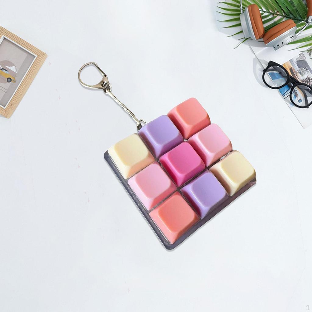 Fidget Keychain Mechanical Key Button 9-Button for Office Home Gift Birthday Drive Away
