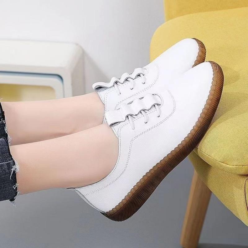 Jednoduchá obuv s měkkou podrážkou, dámská obuv s plochým dnem, protiskluzová kravská šlacha, matka středního věku, lehká, pracovní obuv pro venkovní nošení