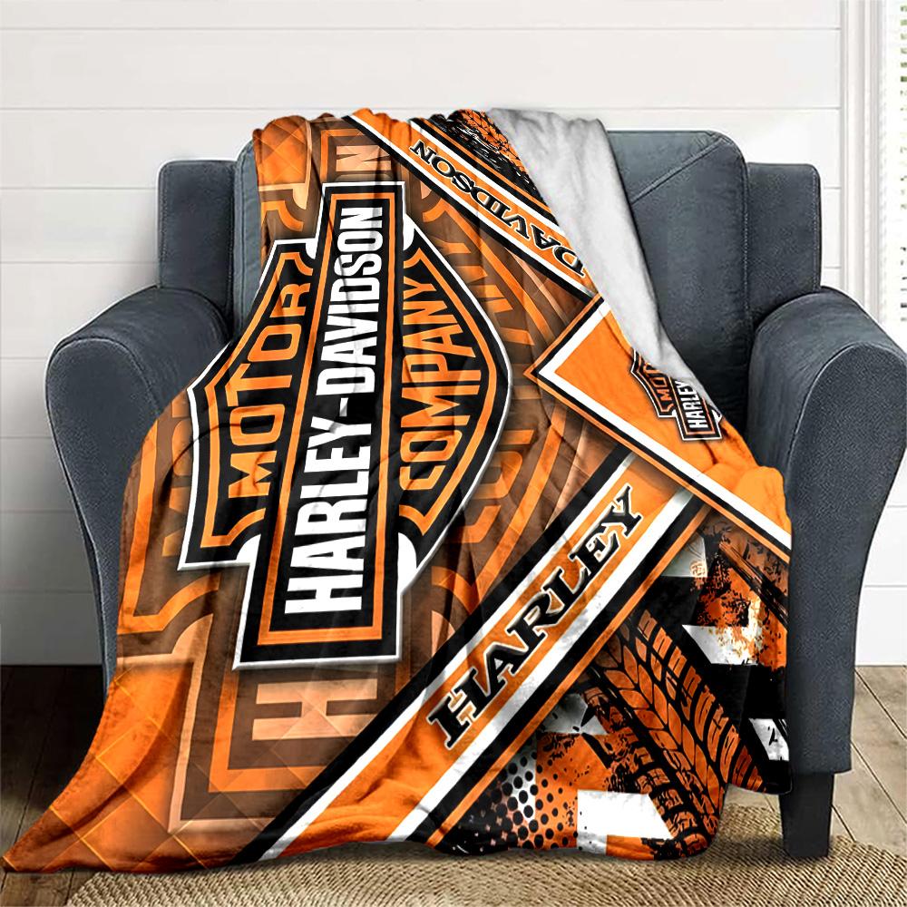1pc Harley-Davidson Blanket, Gift, for Men and Women, Soft Blanket, Good for Sofa Bed Couch Travel, Lightweight Flannel Blanket