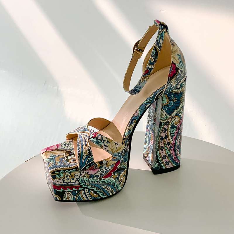 Летняя обувь Krazing Pot из искусственной кожи с открытым носком на очень высоком каблуке — фото 16