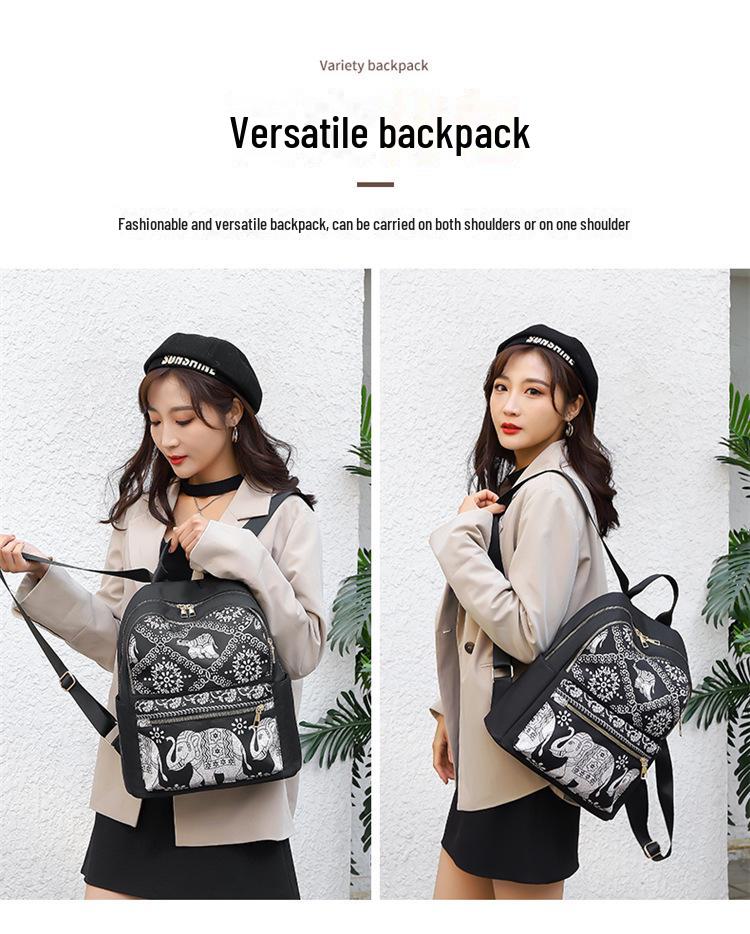 Damski Modny Plecak Podróżny z Tkaniny Oxford - Lekki, Casualowy, Drukowana Torba na Ramię