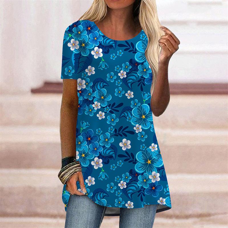 Letní Květinové Květinové 3D Trička Streetwear Ženy Nové Tričko s Krátkým Rukávem Y2K Dámské Topy Trička Žena Oversized Oblečení