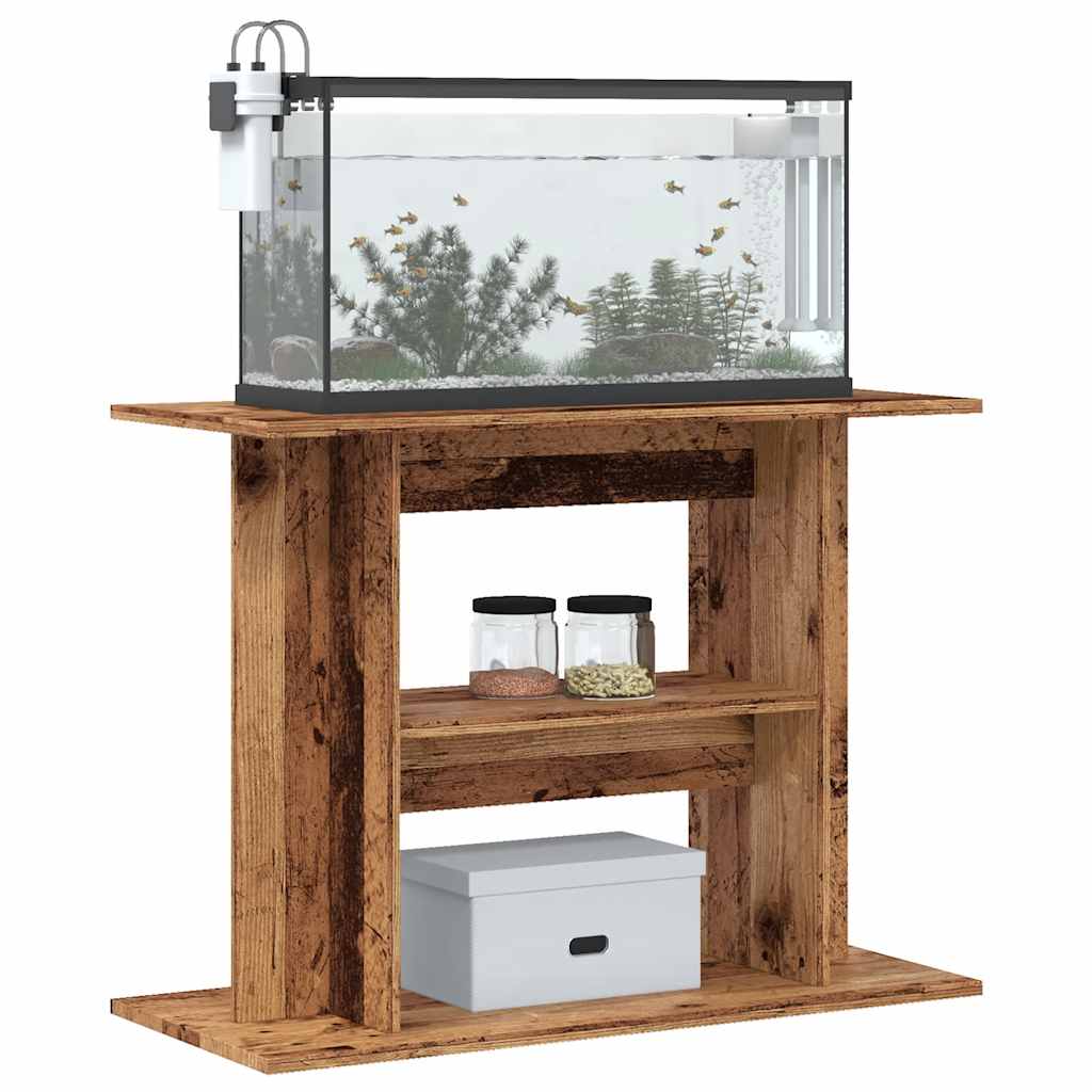 Living Room Decorative Fish Tank Stand, Aquarium Stand with Storage Divider for Miscellaneous Items and Fish Food, 80 X 35 X 60 Cm