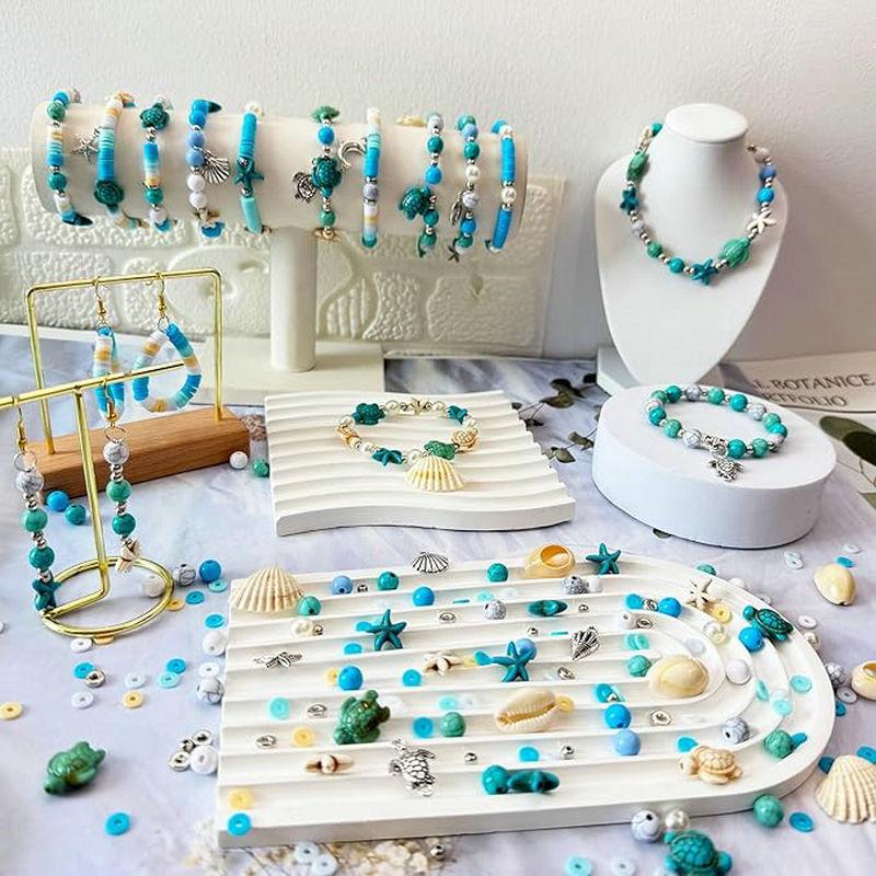 Ocean Style Clay Beads Bracelet Making Kit with Golden Pearl Beads for Women Beach Fashion Jewelry Making Crafts DIY Gifts