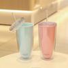 750ml Double Layer Plastic Water Cup with Lids Straw Cold Juice Tea Milk Ice Coffee Mugs Home Travel Kids Water Bottle Drinkware