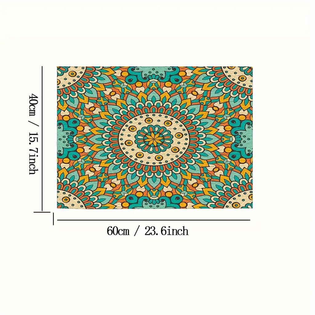 1PC Green Mandala Printed Door Mat Kitchen Mat, Dust Carpet, Entrance Mat, Bedroom, Living Room, Garden, Bathroom Floor Mat