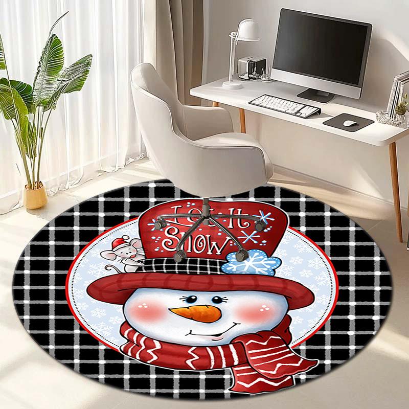 Cute Christmas Day Gift Bell Santa Claus Snowman Christmas Tree round rug Home Soft Decorative Anti slip Chair Mat Carpet Outdoor Floor Mat Carpet 106