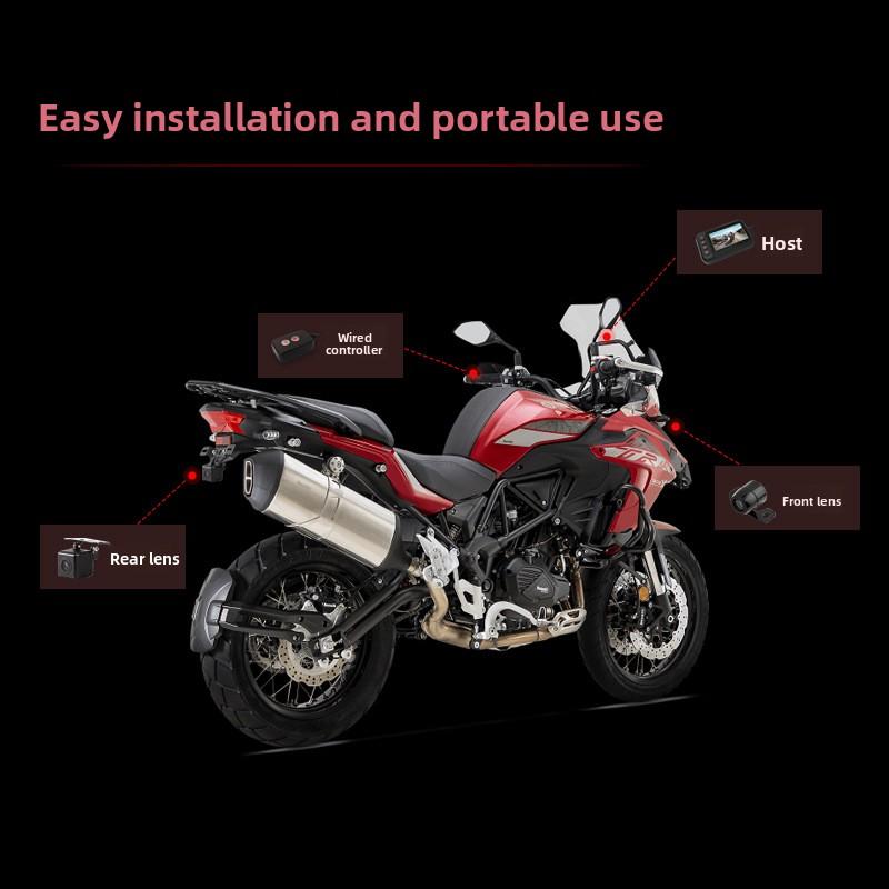 New Front and Rear High Definition 720P Wide Angle Dual Lens 3 Inch Whole Machine Full Waterproof Motorcycle Locomotive Driving Recorder