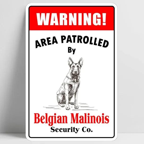 Warning Area Patrolled by Australian Shepherd Retro Vintage Tin Sign Bar Pub Home Metal Poster Wall Art Decor Poster tin sign