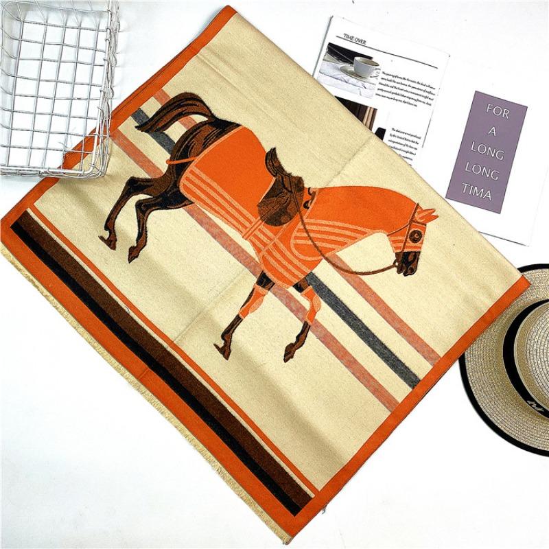 Autumn new imitation cashmere women's scarf, winter long jacquard horse double-sided warm and cold shawl