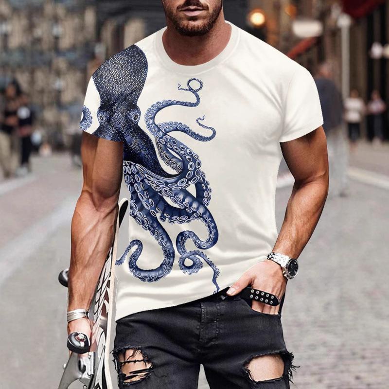 Summer T-shirt Minimalist Casual 3D Printed Men's Short Sleeved Sports T-shirt Top