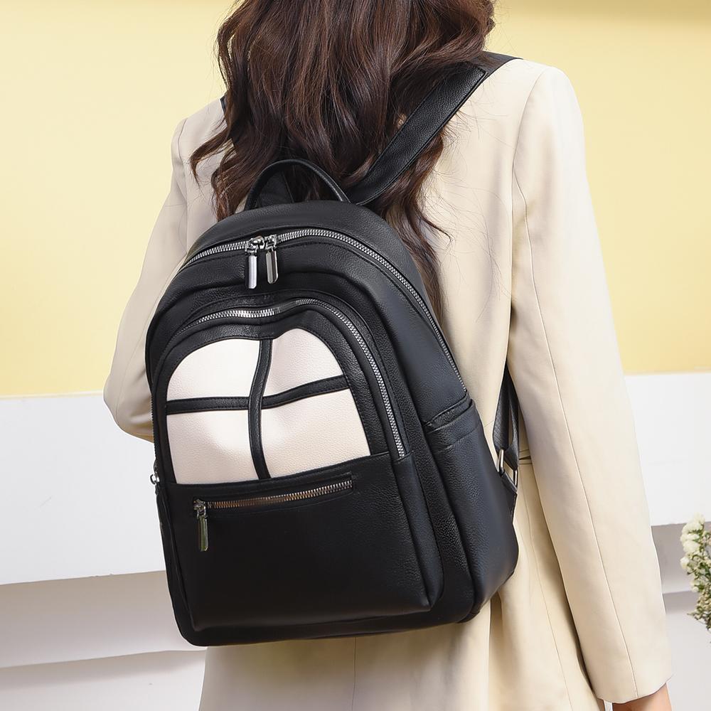 Women's Color Contrast Backpack Large Capacity Student Schoolbag Outdoor Backpack