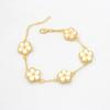New Boho Sweet Five Leaves Flower Bracelets for Women Korean Charm Double Sided Metal Bracelet Wedding Party Luxury Jewelry Gift