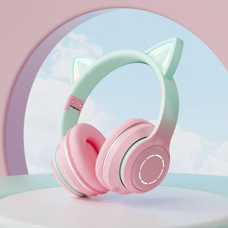 Gradient Luminous Cat Ear Bluetooth Gaming Headset