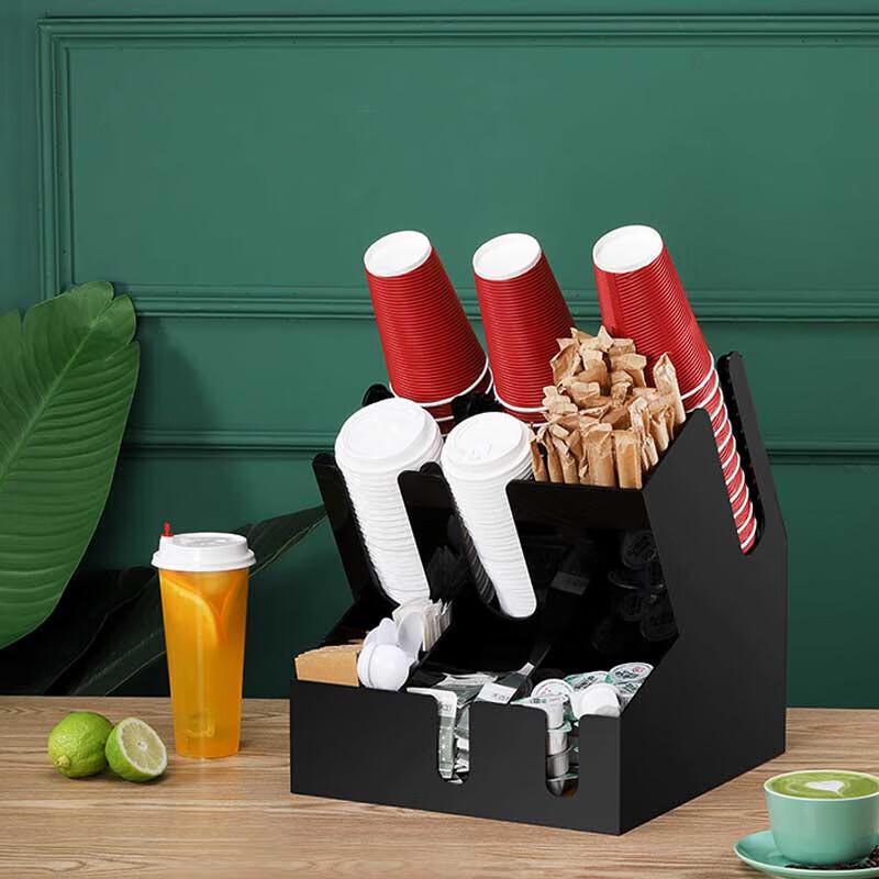 Wooden Cafe Cup and Straw Organizer