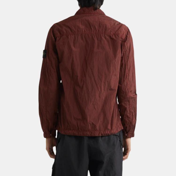 Stone Island Ss25 Nylon Metal Solid Logo Patch Zip Long Sleeve Jacket Men Jacket Red-Brown K1S151200005S0019-V007A