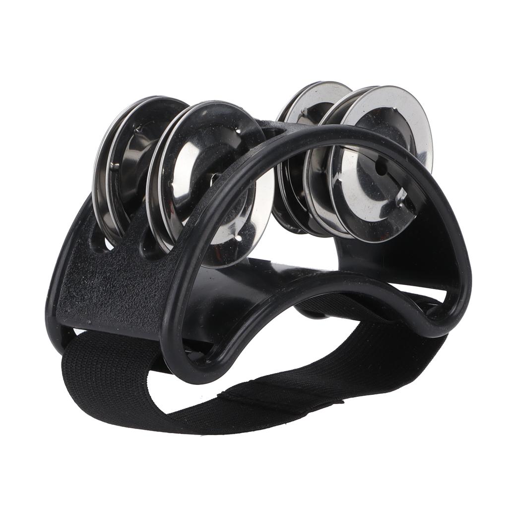 Foot Tambourine Shaker Percussion Drum Set Metal Jingle Bell Musical Instrument AccessoriesBlack