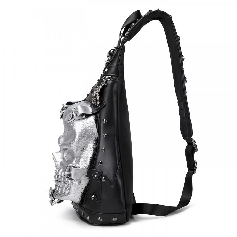 3D Embossed Skull Crossbody Bag PU Leather Shoulder Men Women Waterproof Punk Style