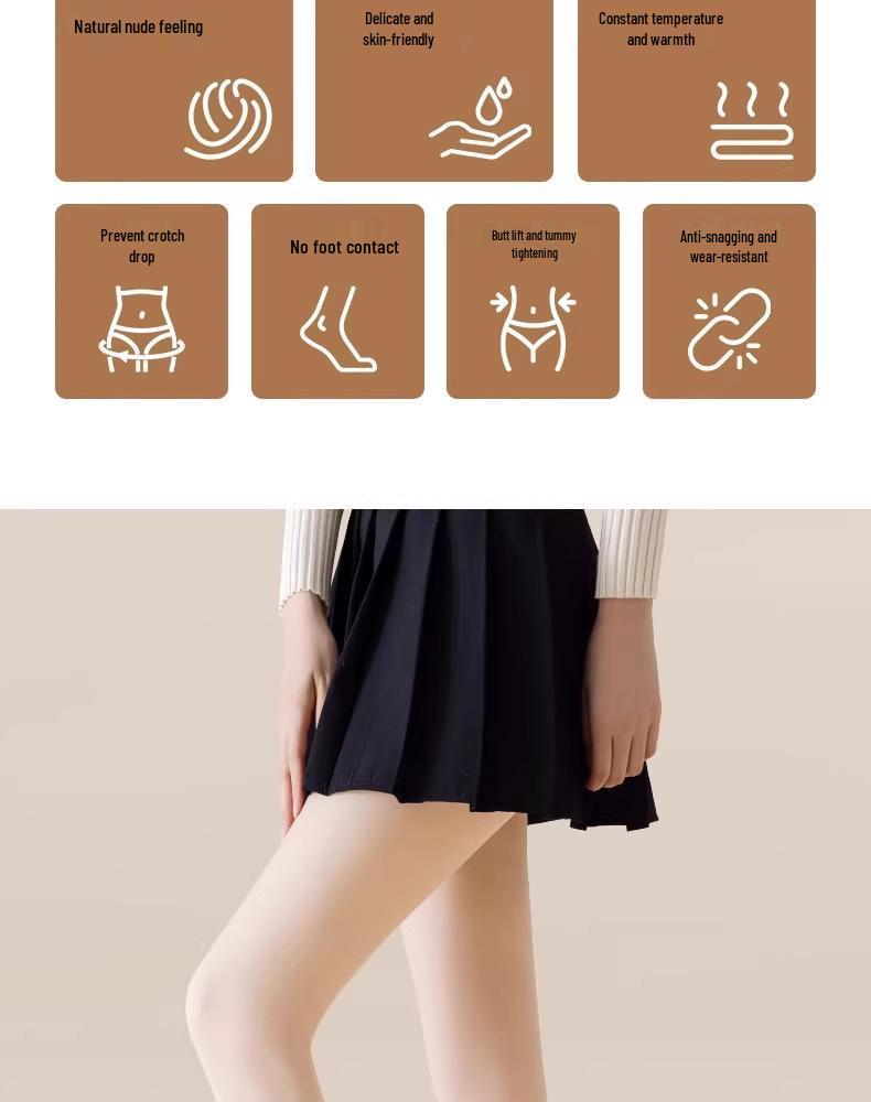Women's Nude Feel High Elasticity Stockings with Plus Velvet Thickened Base Layer