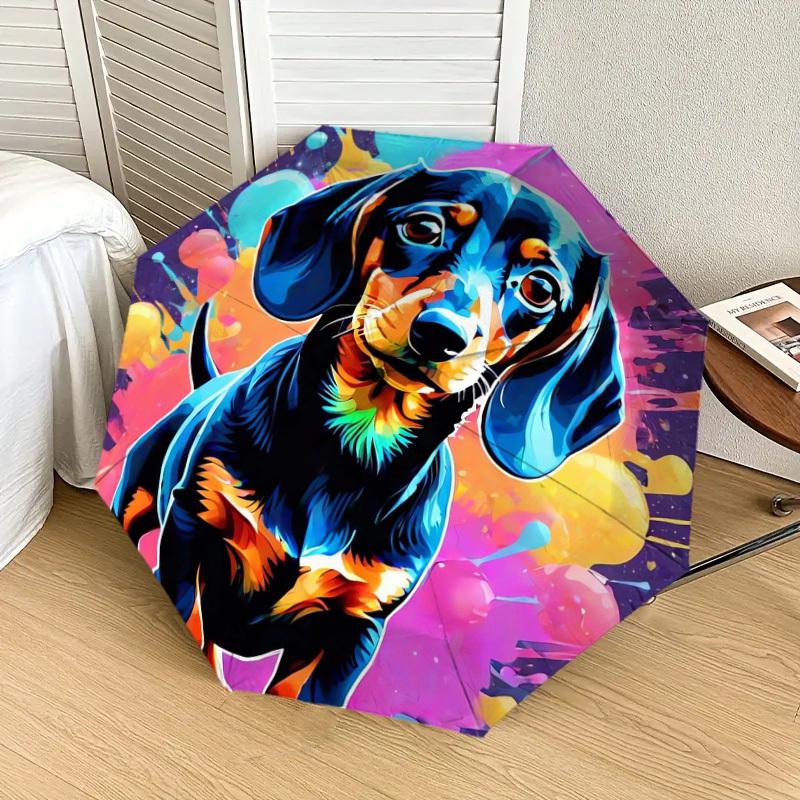 1pc Colorful Dachshund Artwork Umbrella with Plastic Handle,Suitable for All Seasons Home Travel Outdoor UmbrellaDD301