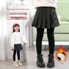 Girls' Plush Lined Skirt Pants - Faux Two-Piece, Thickened for Autumn/Winter