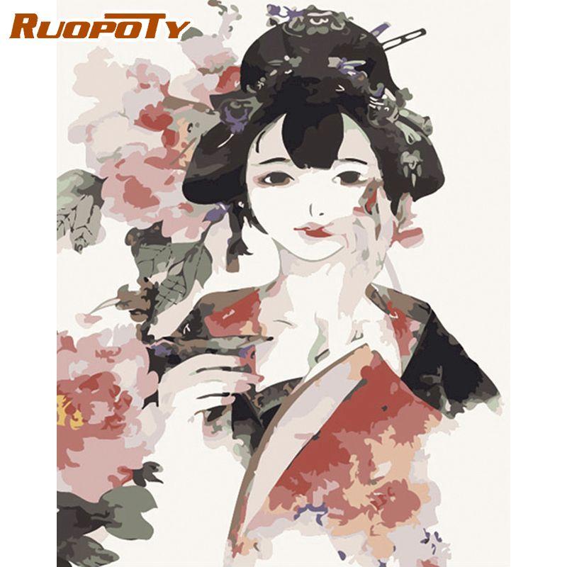 

Ruopoty Ретро Женщины DIY Наборы для рисования по номерам Акриловая краска на холсте DIY Рисунок Картина маслом для домашнего декора Настенное искусство 40x50CM NO Frame