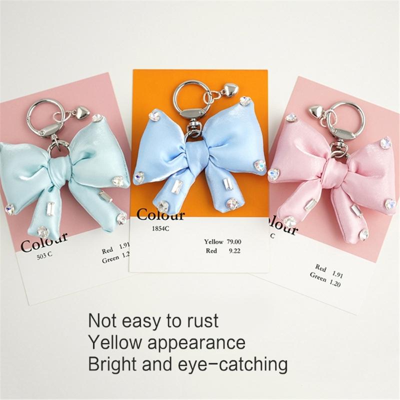 Elegant Butterfly Bowknot Keychain with Sparkling Rhinestones Detail Sturdy Alloy Construction Pendant Trendy Women
