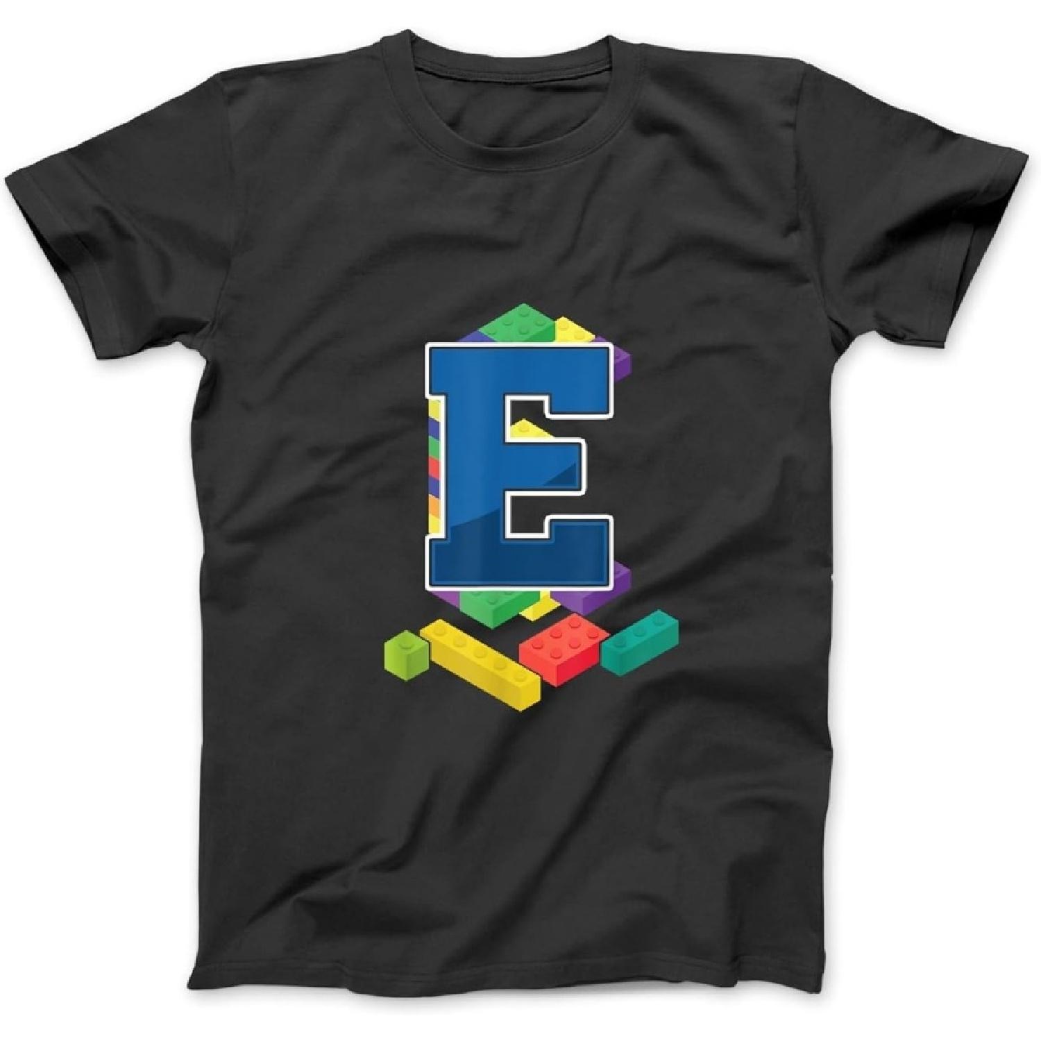 Letter E Master Builder Alphabet Last Name Building Blocks T-Shirt, Sweatshirt, Hoodie for Men Women Kids Made in Canada Black XXXXXL разноцветный