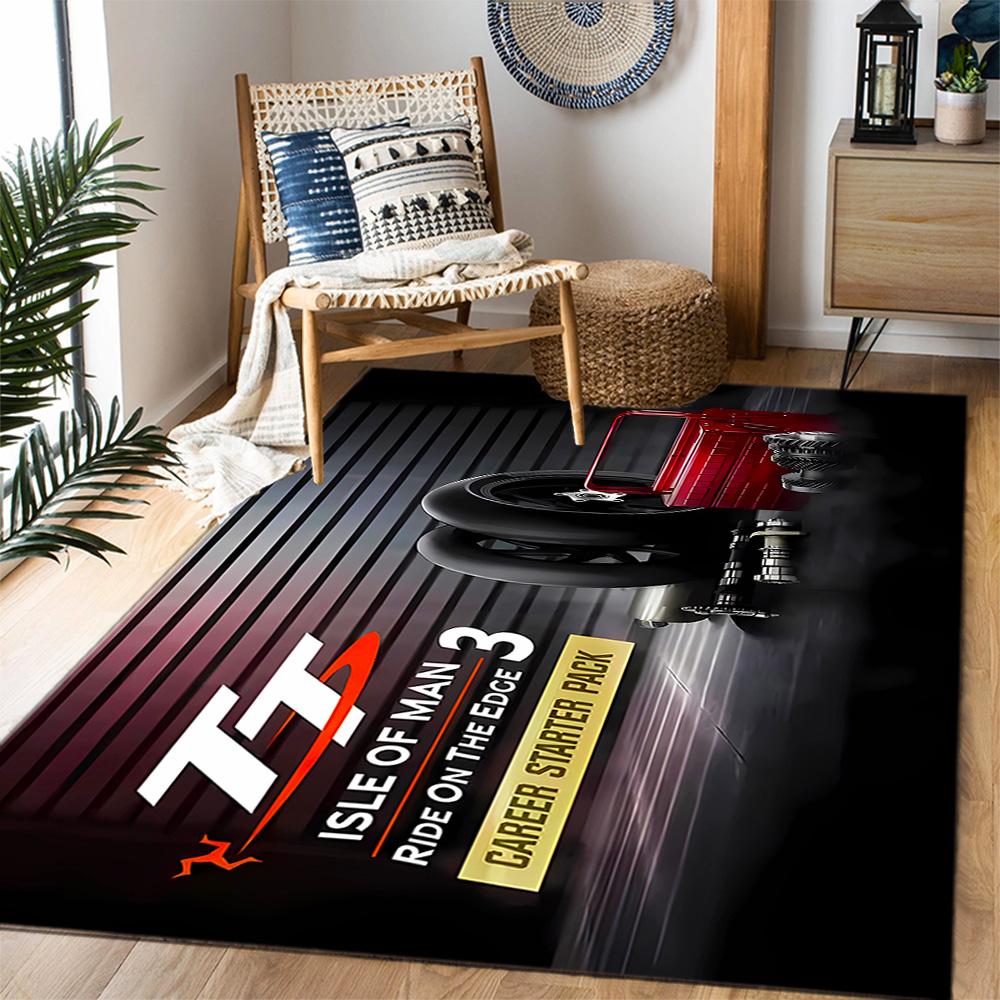 Isle Of Man Tt Course Map Themed Anti-Slip Rugs - Polyester Home Decor, Suitable for Bedrooms, Living Rooms, Doorways, Studios, and Decorations