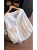 Summer Blouse With Ruffled Lace Trim Vneck Long Sleeve For Women