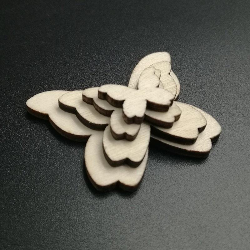 50pcs Wooden Mini Mixed Wood Butterfly Decor Ideal Craft Card Making Scrapbooking