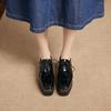 HZB‑761‑8 2026 New Women Patent Leather Lace‑Up Wedge Platform Pumps, British Style Soft‑Sole Versatile Thick‑Sole Casual Leather Shoes