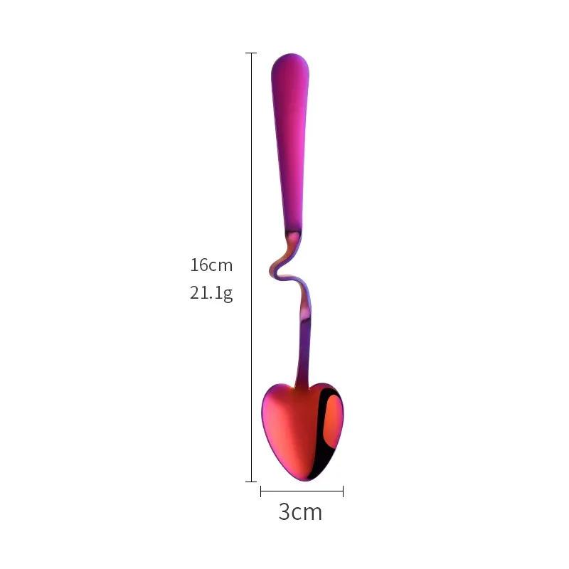 Hanging Cup Coffee Spoon Heart Shape Stainless Steel Scoop Silver Sugar Dessert Spoons Gold Stirring Tea-spoon Snack Juice Tools