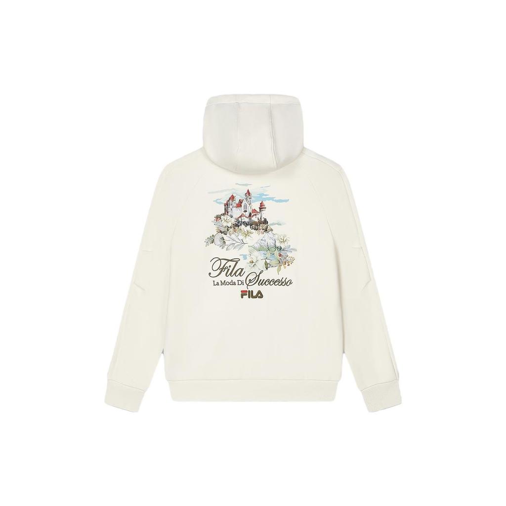 FILA Floral Print Casual Hoodie Women hoodies Ceramic-White F11W348230F-IV