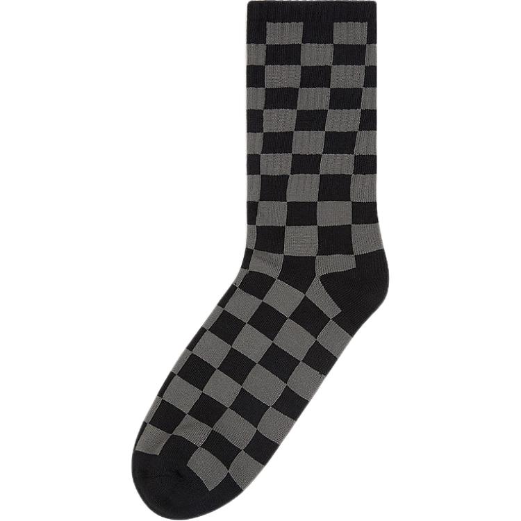 Vans Checkerboard Crew Socks 1 Pair Crew Socks Men s 1 Pack Gray VN000F0TBA5 8.5-12