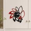 Hollow Floral Design Mirror Wall Clock Leaf Shape Silver DIY Wall Clock Sticker Clock Movement Included Removable Sticker