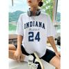 Women Streetwear Number 24 Print Round-Neck Fashion Short Sleeve T-Shirt Summer Baseball