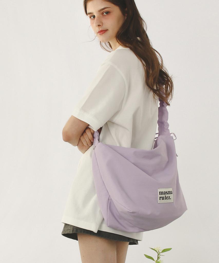 Masmarulez Nylon 2Way Shirring Hobo Bag_Lilac