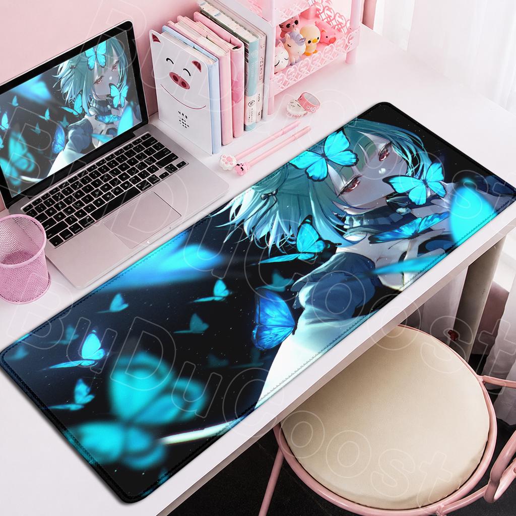 Laptop Gaming Keyboard Desktop Mat Hololive Kawaii Uruha Rushia Anime Mousepad Large Office Cabinet Carpet PC Rubber Accessories