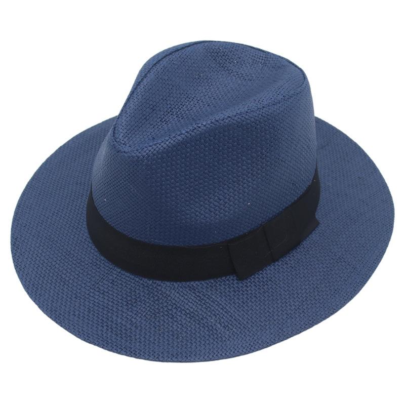 Encrypted Panama Straw Hat, Black Bow Ribbon, Men'S Spring And Summer New Top Hat, Foreign Trade Cross-Border Gentleman'S Hat